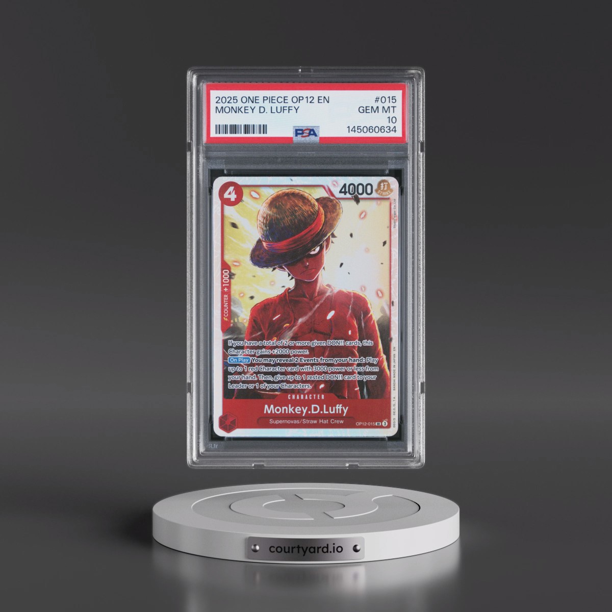 2025 One Piece OP12-Legacy of the Master #015 Monkey D. Luffy (PSA 10 GEM MINT)