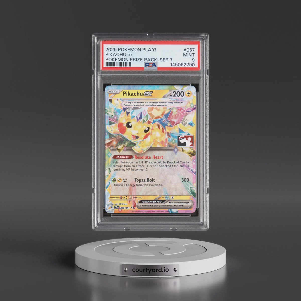 2025 Pokémon Play! Pokémon Prize Pack: Series 7 #057 Pikachu EX - Holo (PSA 9 MINT)
