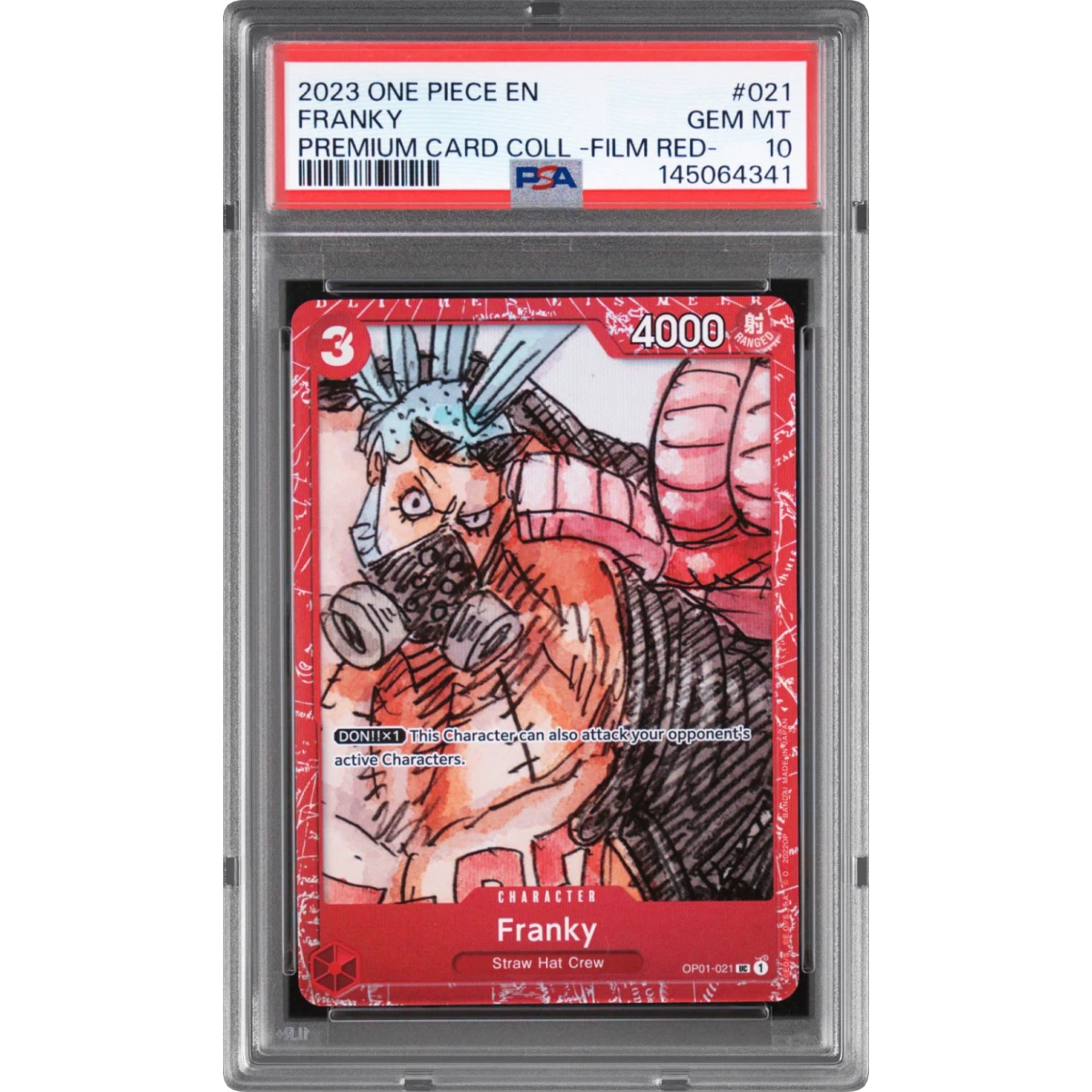 2023 One Piece Premium Card Collection -One Piece Film Red #021 Franky (PSA 10 GEM MINT)