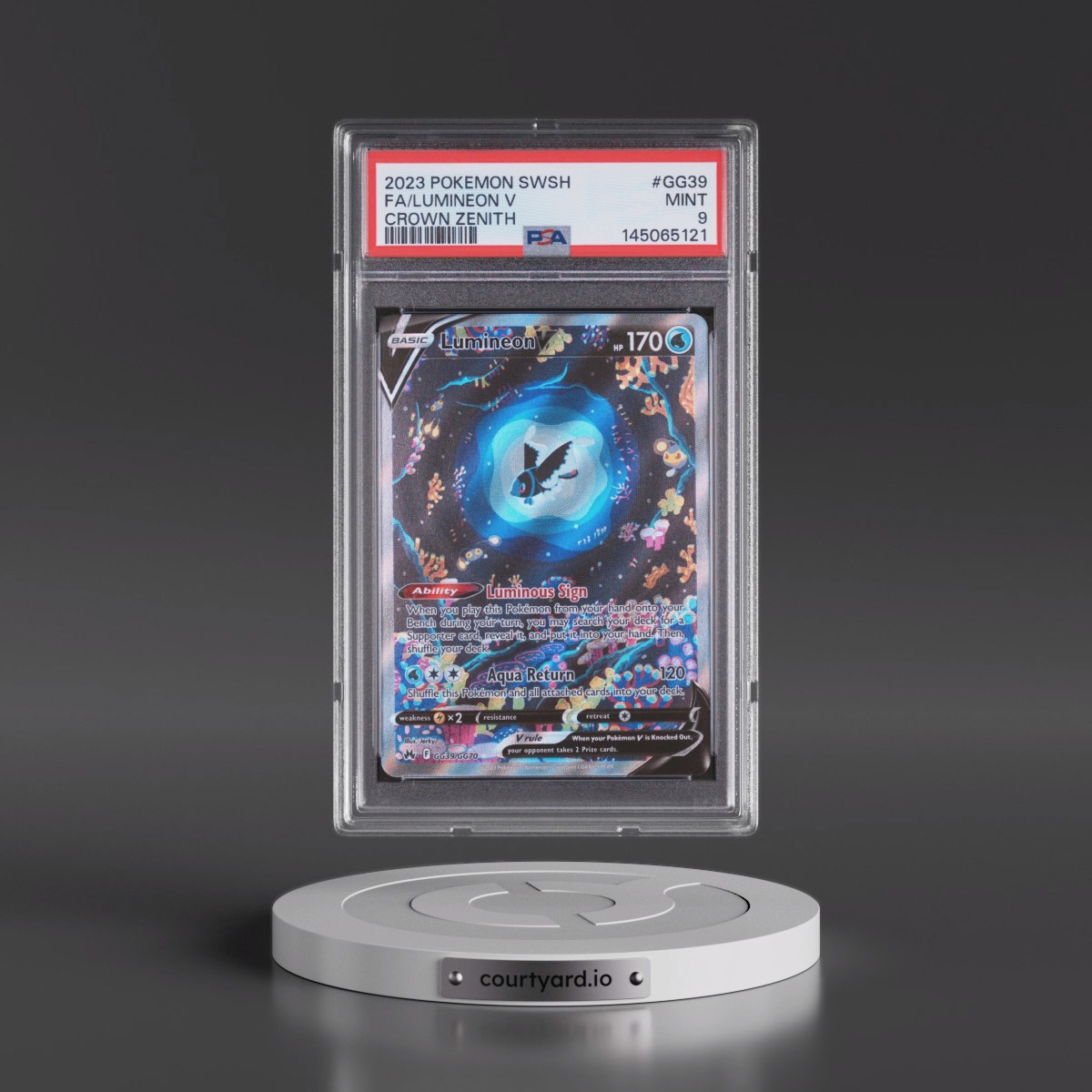 2023 Pokémon Sword and Shield Crown Zenith #GG39 Lumineon V - Holo Full Art (PSA 9 MINT)