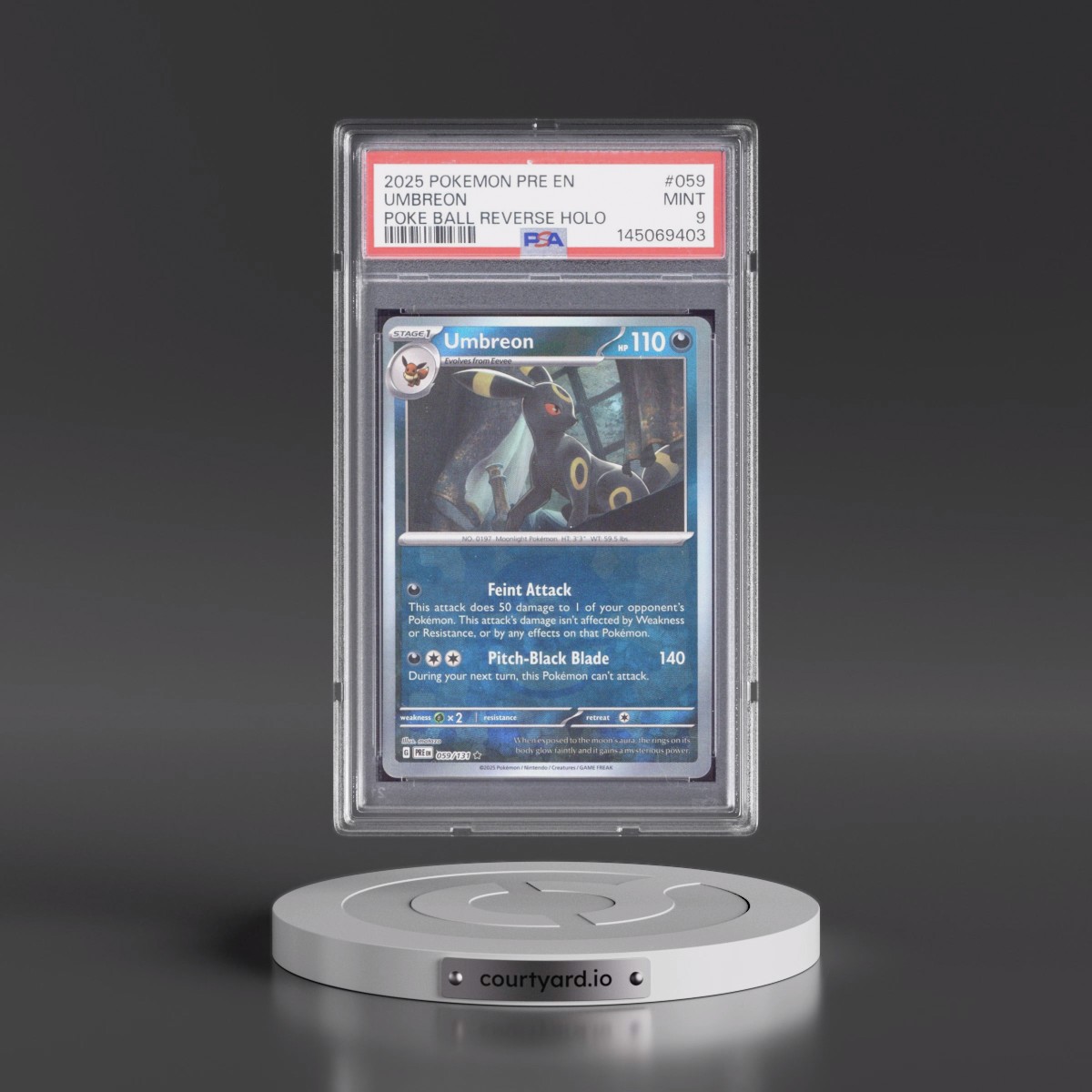 2025 Pokémon Pre EN-Prismatic Evolutions #059 Umbreon - Reverse Holo Poke Ball (PSA 9 MINT)