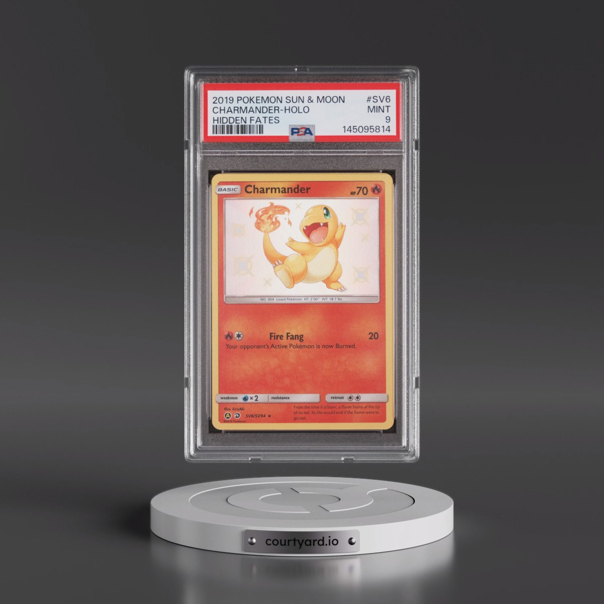 2019 Pokémon Sun & Moon Hidden Fates #SV6 Charmander - Holo (PSA 9 MINT)