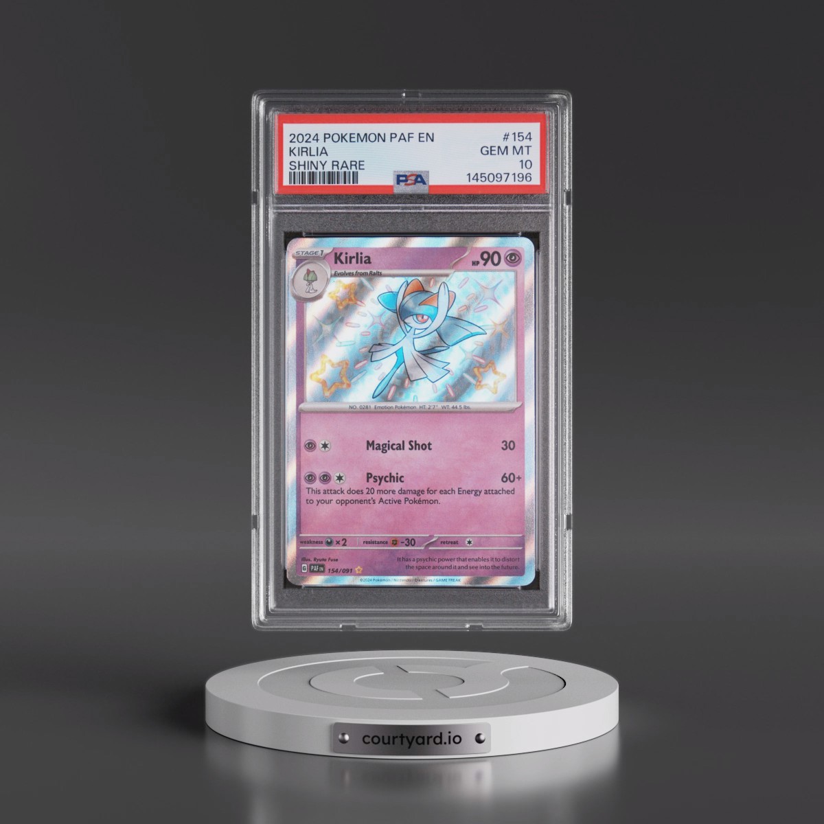 2024 Pokémon Paf EN-Paldean Fates #154 Kirlia - Shiny Rare (PSA 10 GEM MINT)