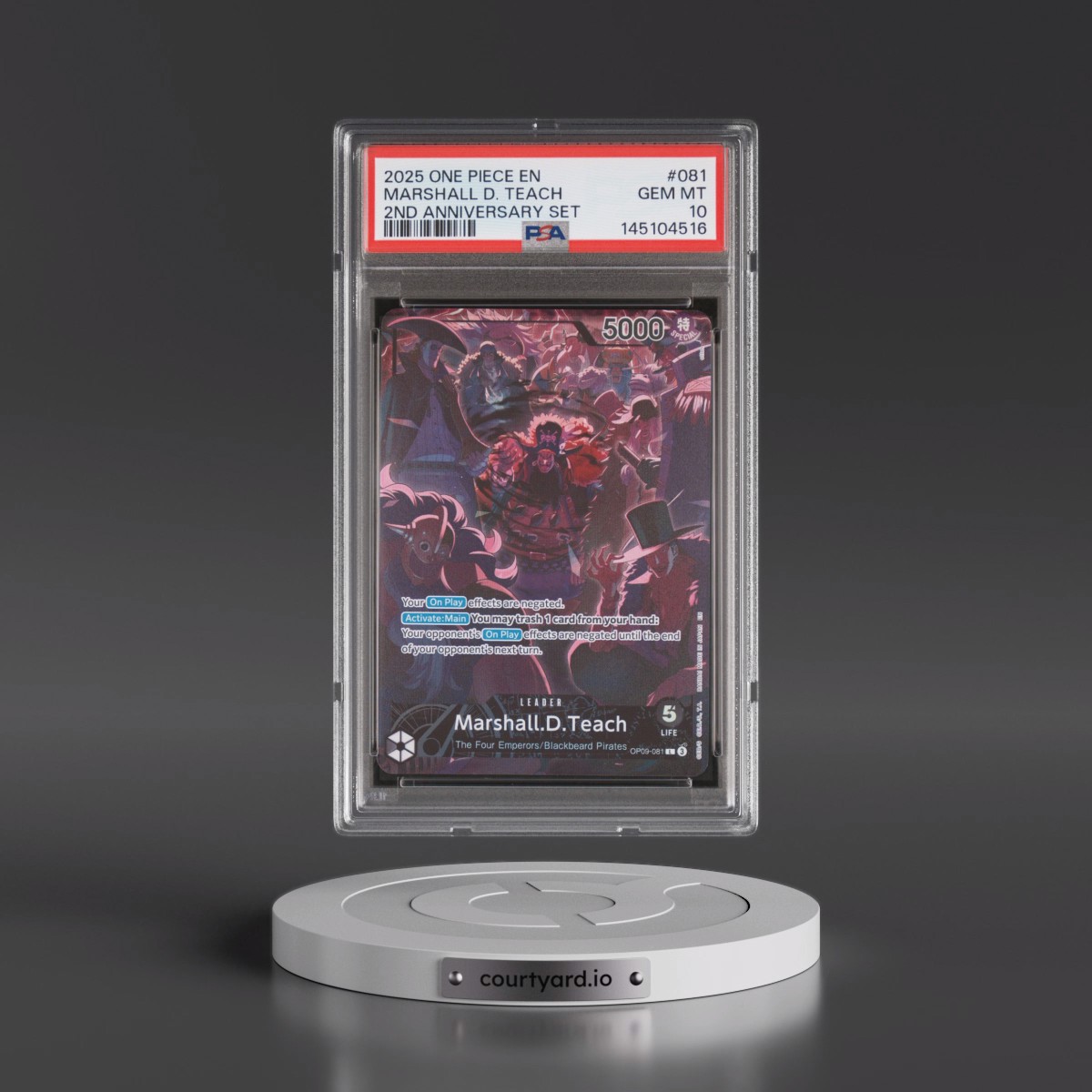 2025 One Piece English Version 2nd Anniversary Set #081 Marshall D. Teach (PSA 10 GEM MINT)