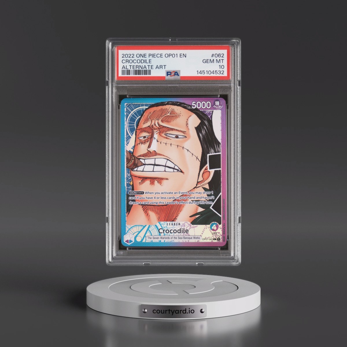 2022 One Piece OP01-Romance Dawn #062 Crocodile - Alternate Art (PSA 10 GEM MINT)
