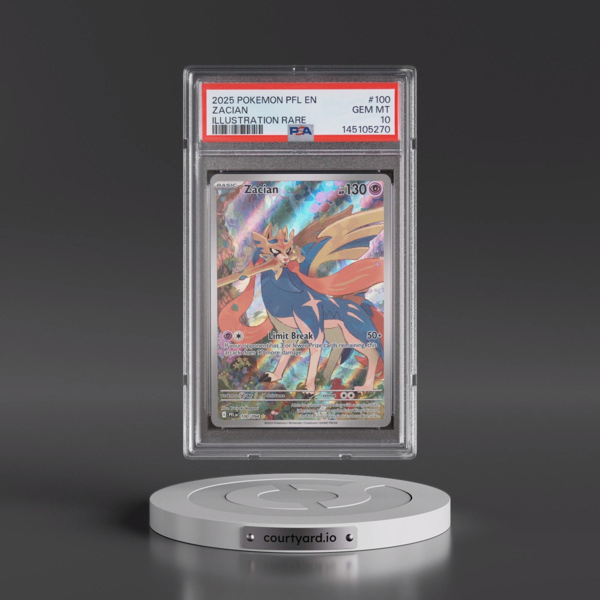 2025 Pokémon Pfl EN-Phantasmal Flames #100 Zacian - Illustration Rare (PSA 10 GEM MINT)
