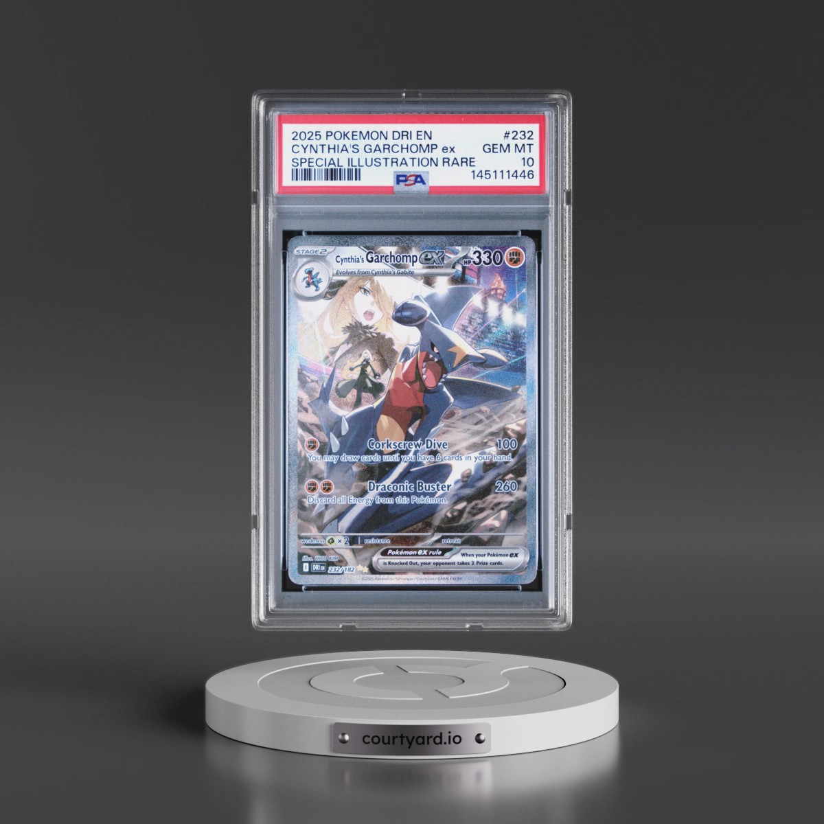 2025 Pokémon Dri EN-Destined Rivals #232 Cynthia's Garchomp EX - Holo Special Illustration Rare (PSA 10 GEM MINT)