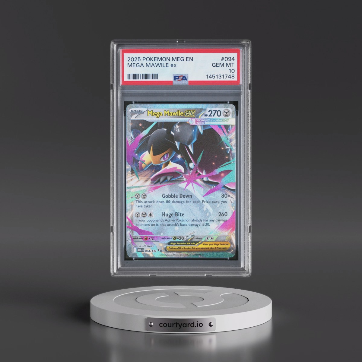 2025 Pokémon Meg EN-Mega Evolution #094 Mega Mawile EX - Holo (PSA 10 GEM MINT)