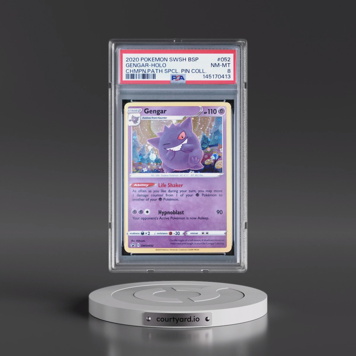 2020 Pokémon Swsh Black Star Promo #052 Gengar - Holo Champion's Path Special Pin Collection (PSA 8 NM-MT)