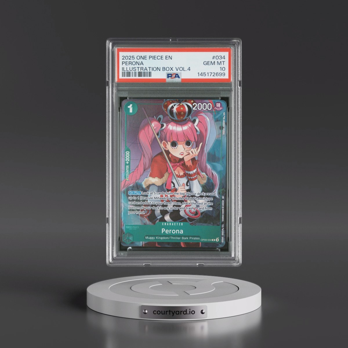 2025 One Piece Promos #034 Perona - Illustration Box Vol.4 (PSA 10 GEM MINT)