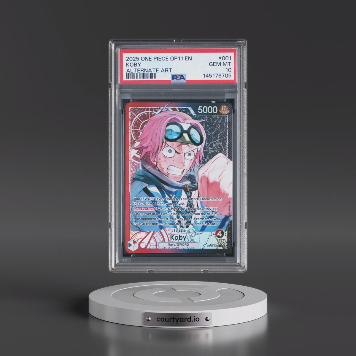 2025 One Piece OP11-A Fist of Divine Speed Koby - Alternate Art #001 PSA 10