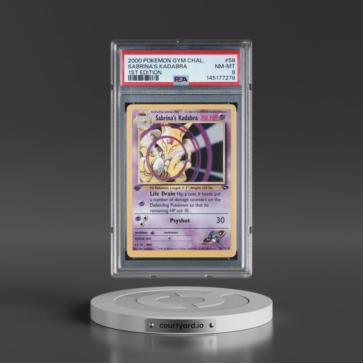 2000 Pokémon Gym Challenge #58 Sabrina's Kadabra - 1st Edition (PSA 8 NM-MT)