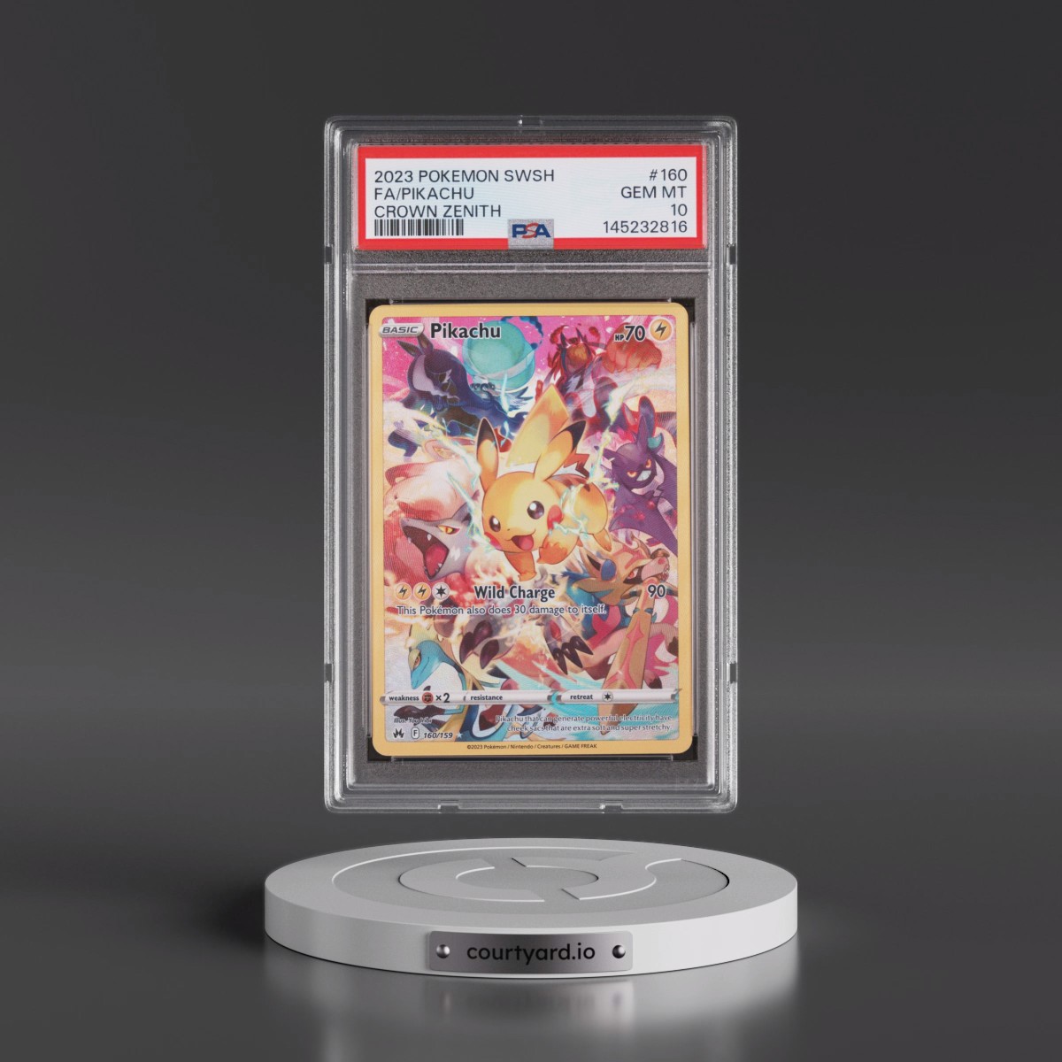 2023 Pokémon Sword and Shield Crown Zenith #160 Pikachu - Full Art (PSA 10 GEM MINT)