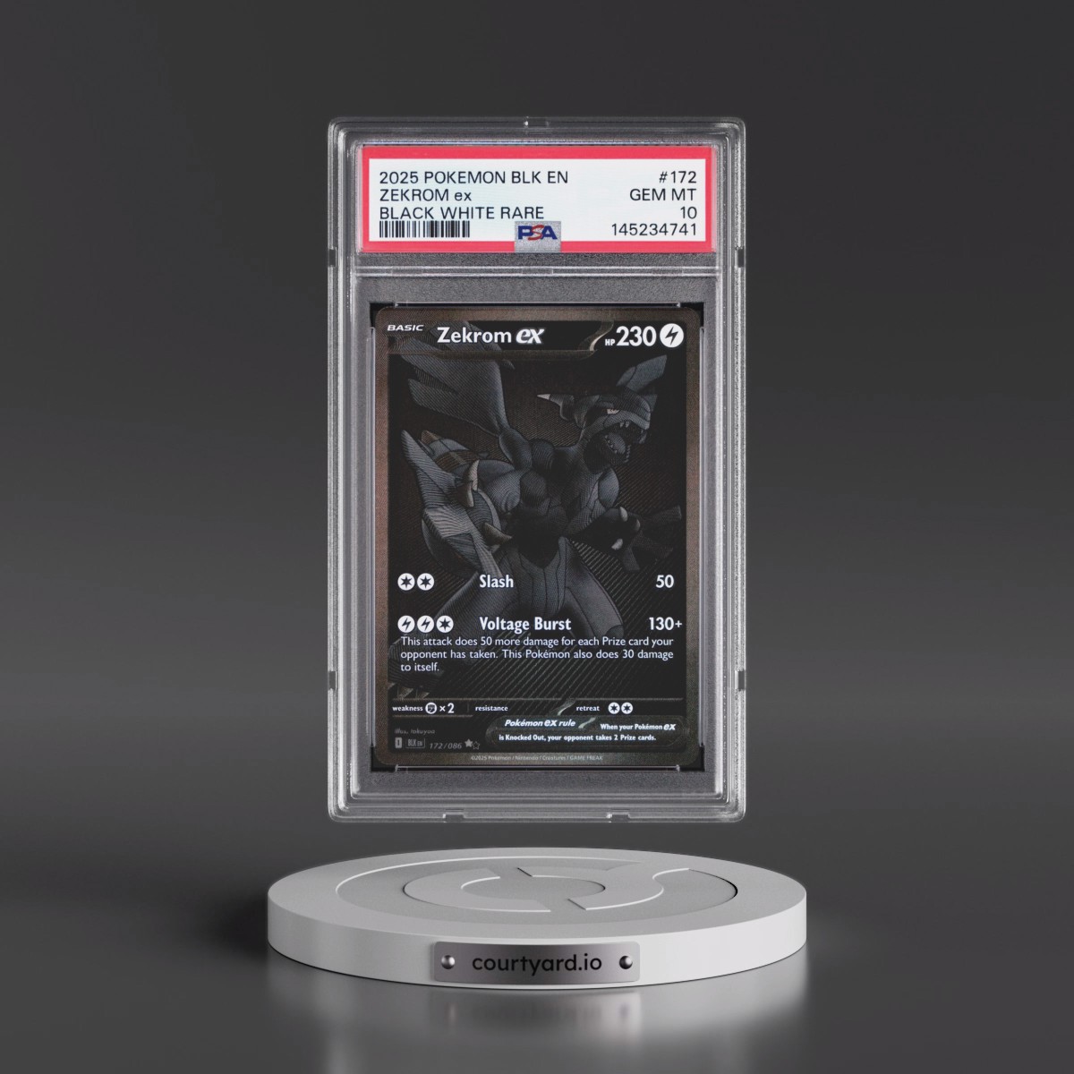 2025 Pokémon Blk EN-Black Bolt #172 Zekrom EX - Holo Black White Rare (PSA 10 GEM MINT)