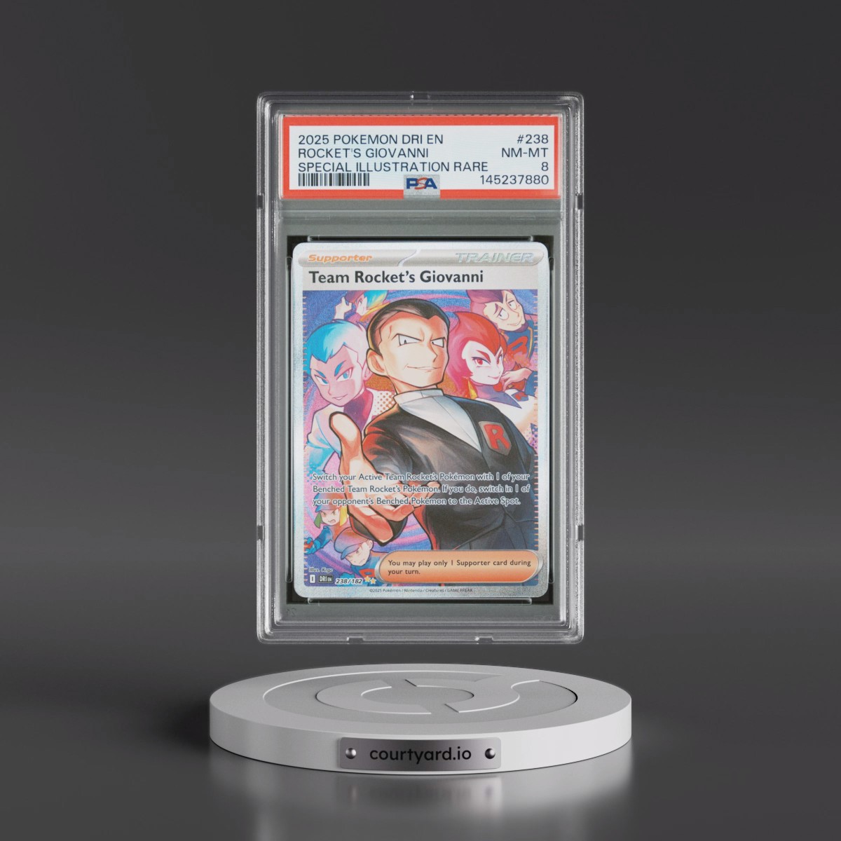 2025 Pokémon Dri EN-Destined Rivals #238 Team Rocket's Giovanni - Special Illustration Rare (PSA 8 NM-MT)