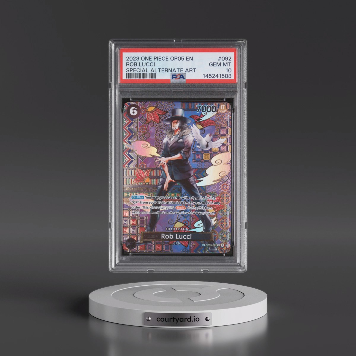 2023 One Piece OP05-Awakening of the New Era Rob Lucci - Special Alternate Art #092 PSA 10