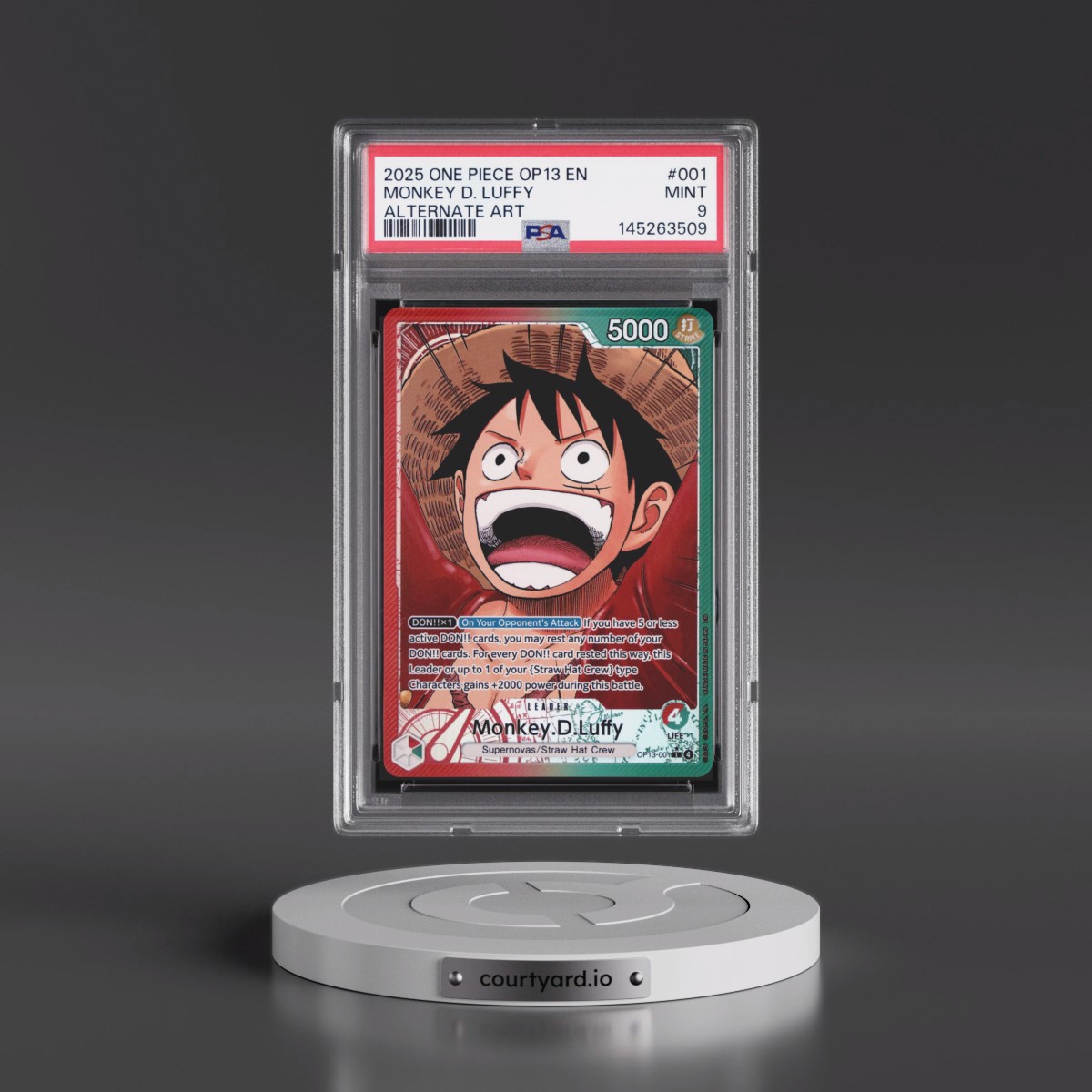 2025 One Piece OP13-Carrying on His Will #001 Monkey D. Luffy - Alternate Art (PSA 9 MINT)