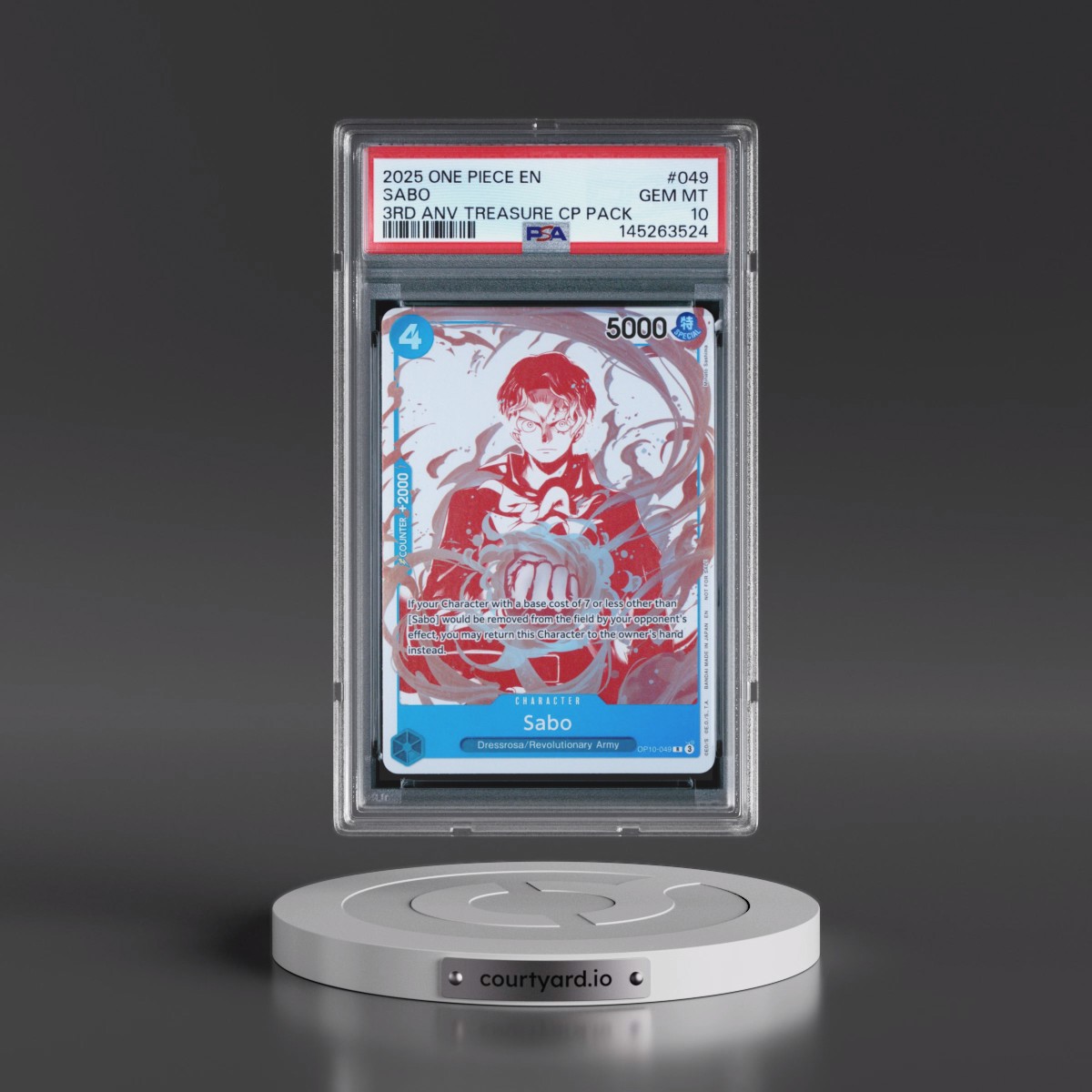 2025 One Piece 3rd Anniversary! One Piece Card Treasure Campaign Pack #049 Sabo (PSA 10 GEM MINT)