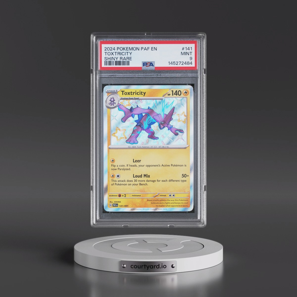 2024 Pokémon Paf EN-Paldean Fates #141 Toxtricity - Shiny Rare (PSA 9 MINT)
