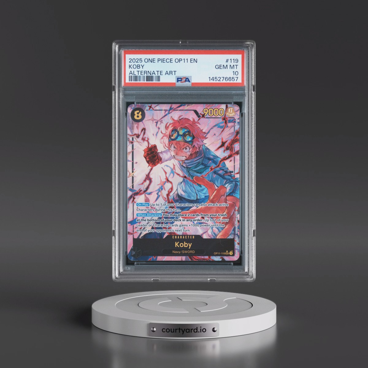 2025 One Piece OP11-A Fist of Divine Speed #119 Koby - Alternate Art (PSA 10 GEM MINT)