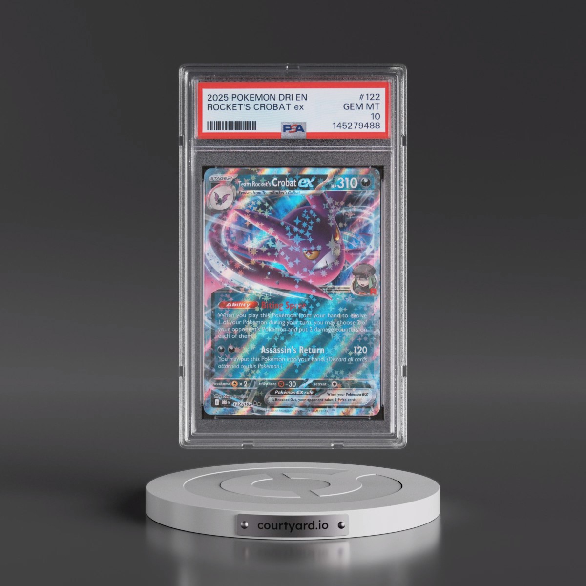2025 Pokémon Dri EN-Destined Rivals #122 Team Rocket's Crobat EX - Holo (PSA 10 GEM MINT)
