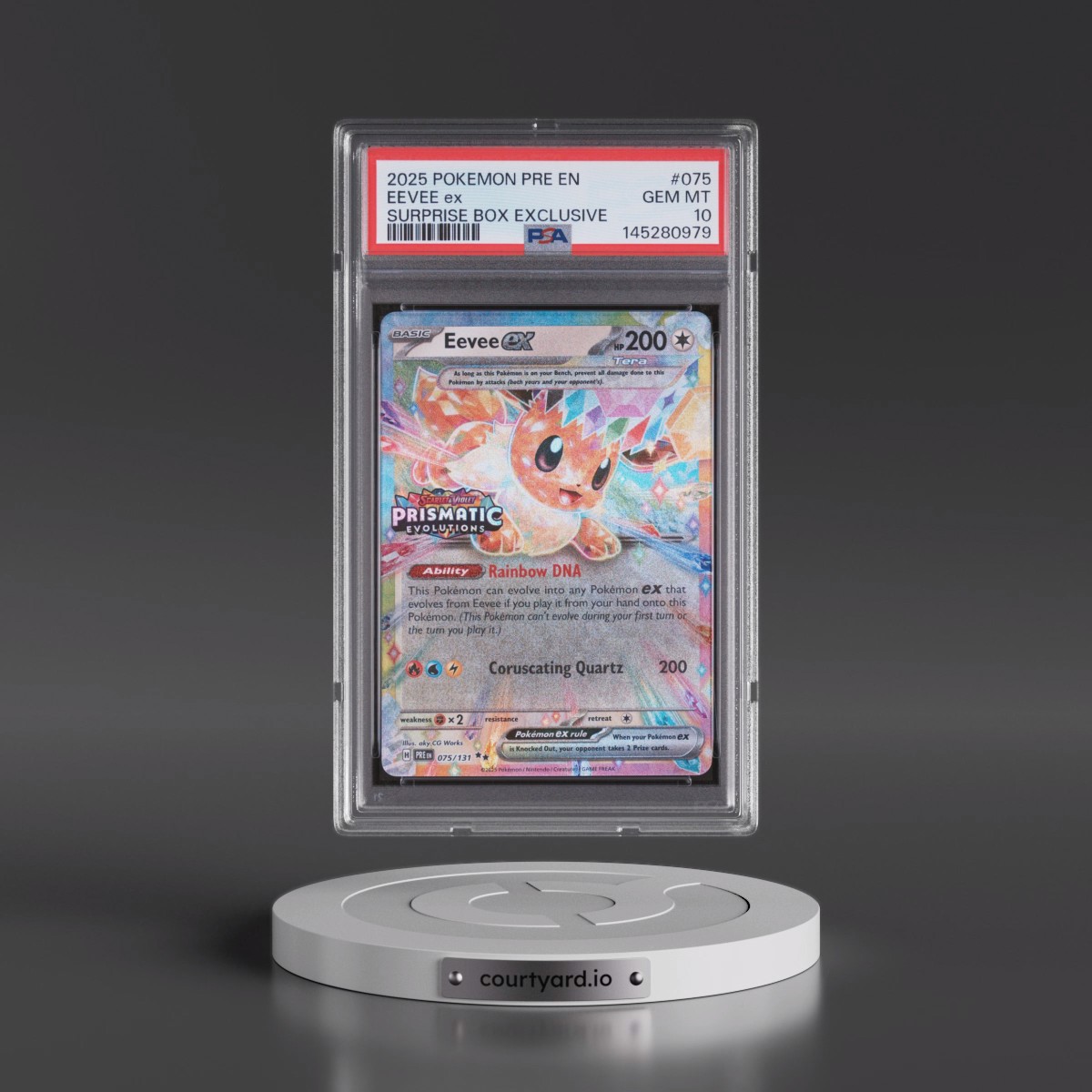 2025 Pokémon Pre EN-Prismatic Evolutions #075 Eevee EX - Holo Surprise Box Exclusive (PSA 10 GEM MINT)