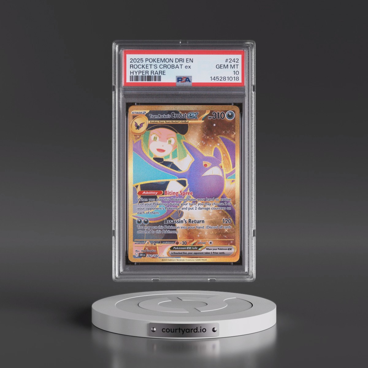 2025 Pokémon Dri EN-Destined Rivals #242 Team Rocket's Crobat EX - Holo Hyper Rare (PSA 10 GEM MINT)