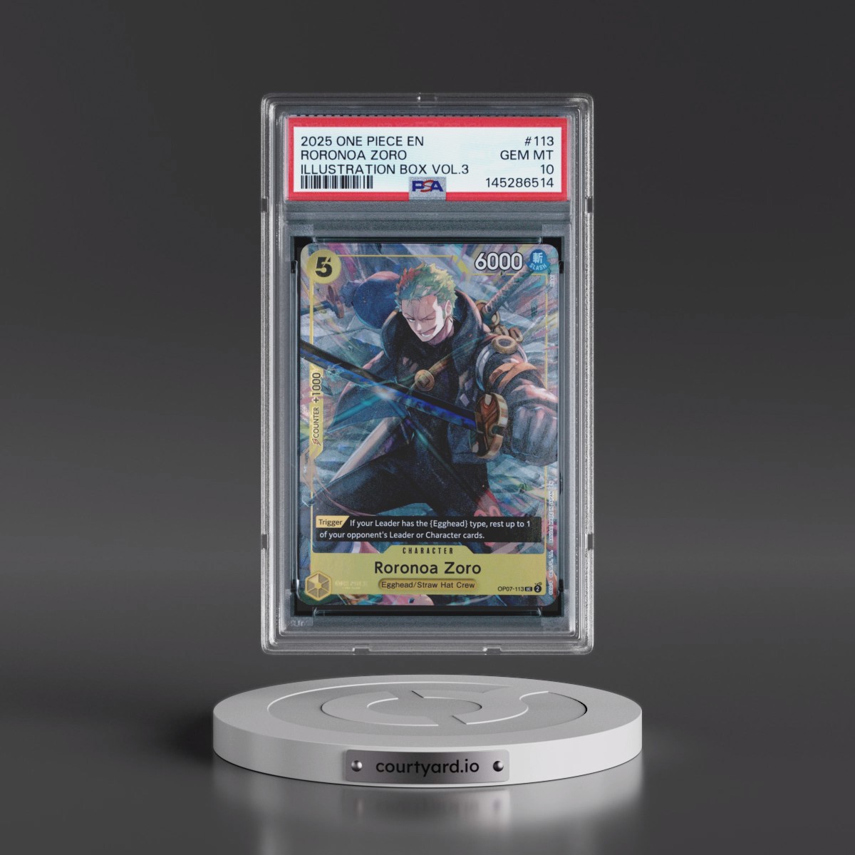 2025 One Piece Promos #113 Roronoa Zoro - Illustration Box Vol.3 (PSA 10 GEM MINT)