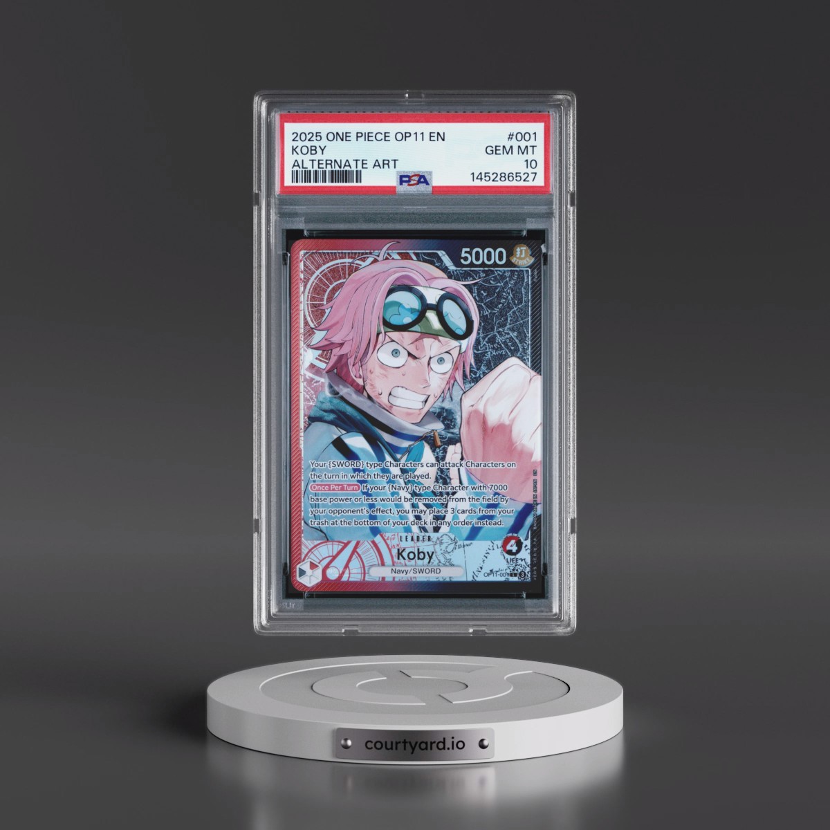 2025 One Piece OP11-A Fist of Divine Speed #001 Koby - Alternate Art (PSA 10 GEM MINT)