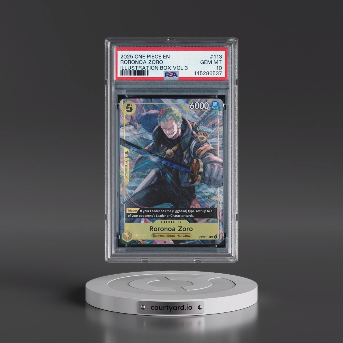 2025 One Piece Promos #113 Roronoa Zoro - Illustration Box Vol.3 (PSA 10 GEM MINT)