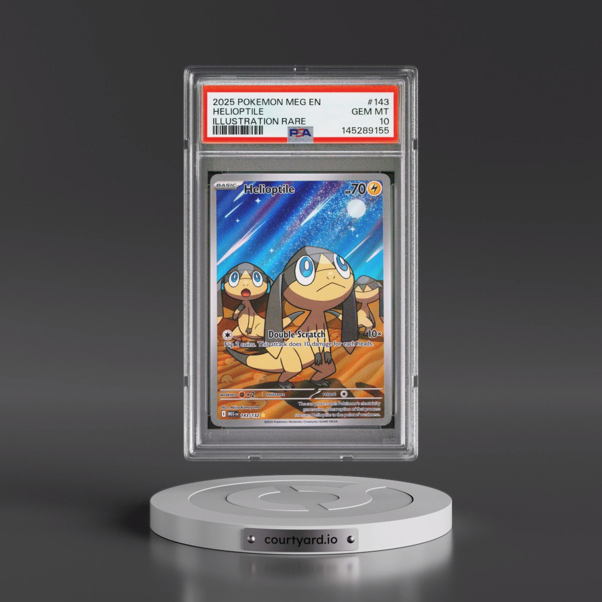 2025 Pokémon Meg EN-Mega Evolution #143 Helioptile - Illustration Rare (PSA 10 GEM MINT)