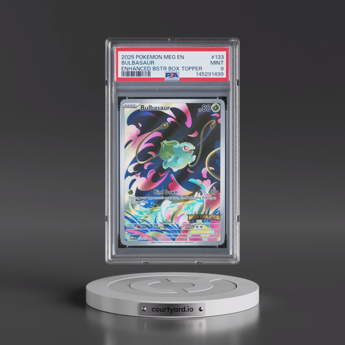 2025 Pokémon Meg EN-Mega Evolution #133 Bulbasaur - Enhanced Booster Box Topper (PSA 9 MINT)