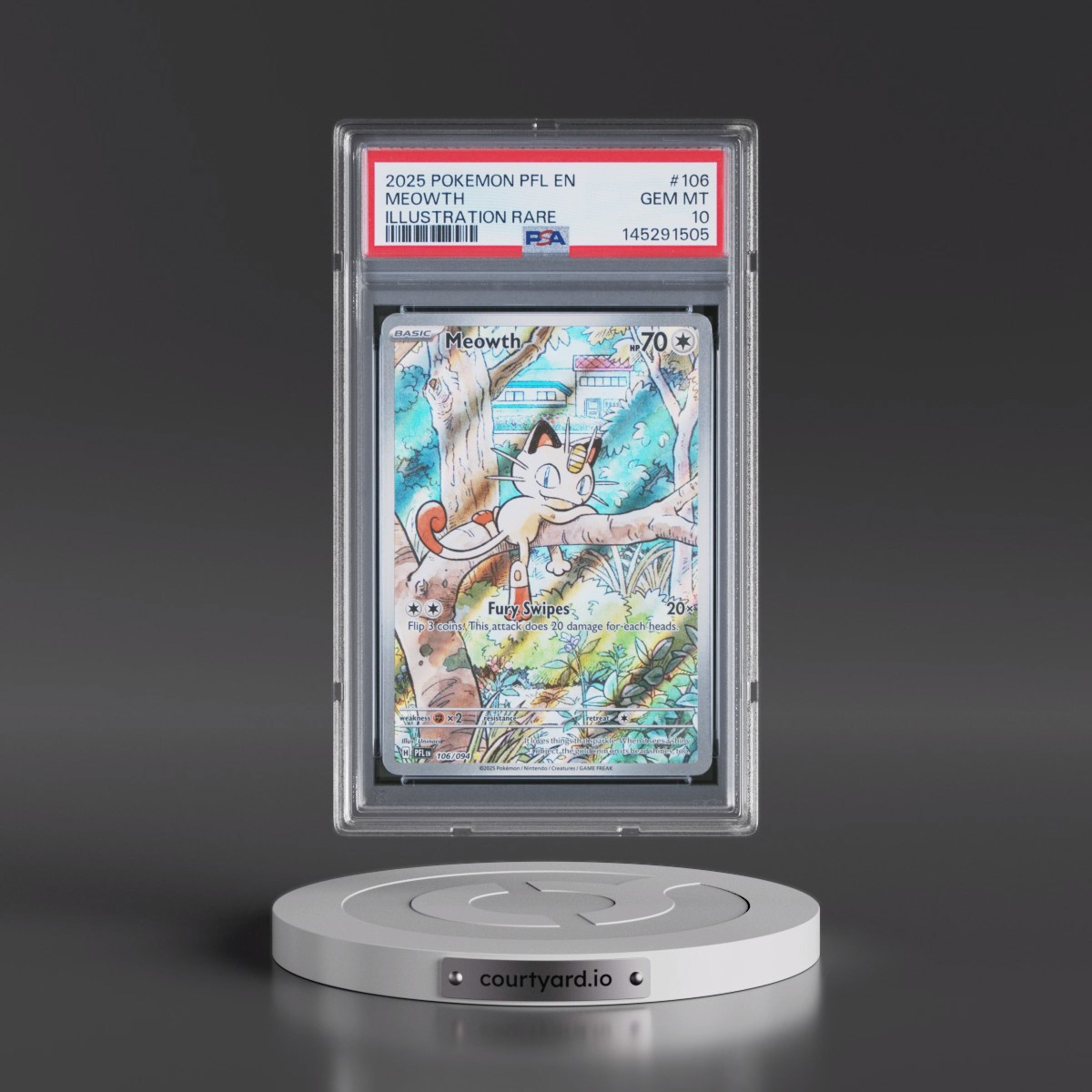 2025 Pokémon Pfl EN-Phantasmal Flames #106 Meowth - Illustration Rare (PSA 10 GEM MINT)