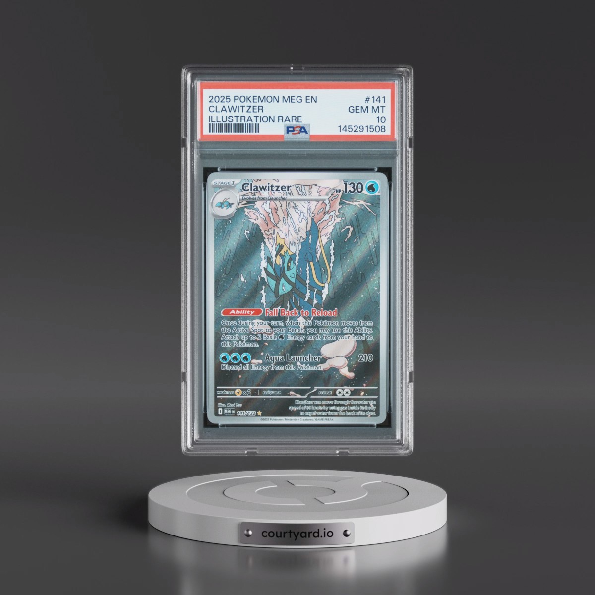 2025 Pokémon Meg EN-Mega Evolution #141 Clawitzer - Illustration Rare (PSA 10 GEM MINT)