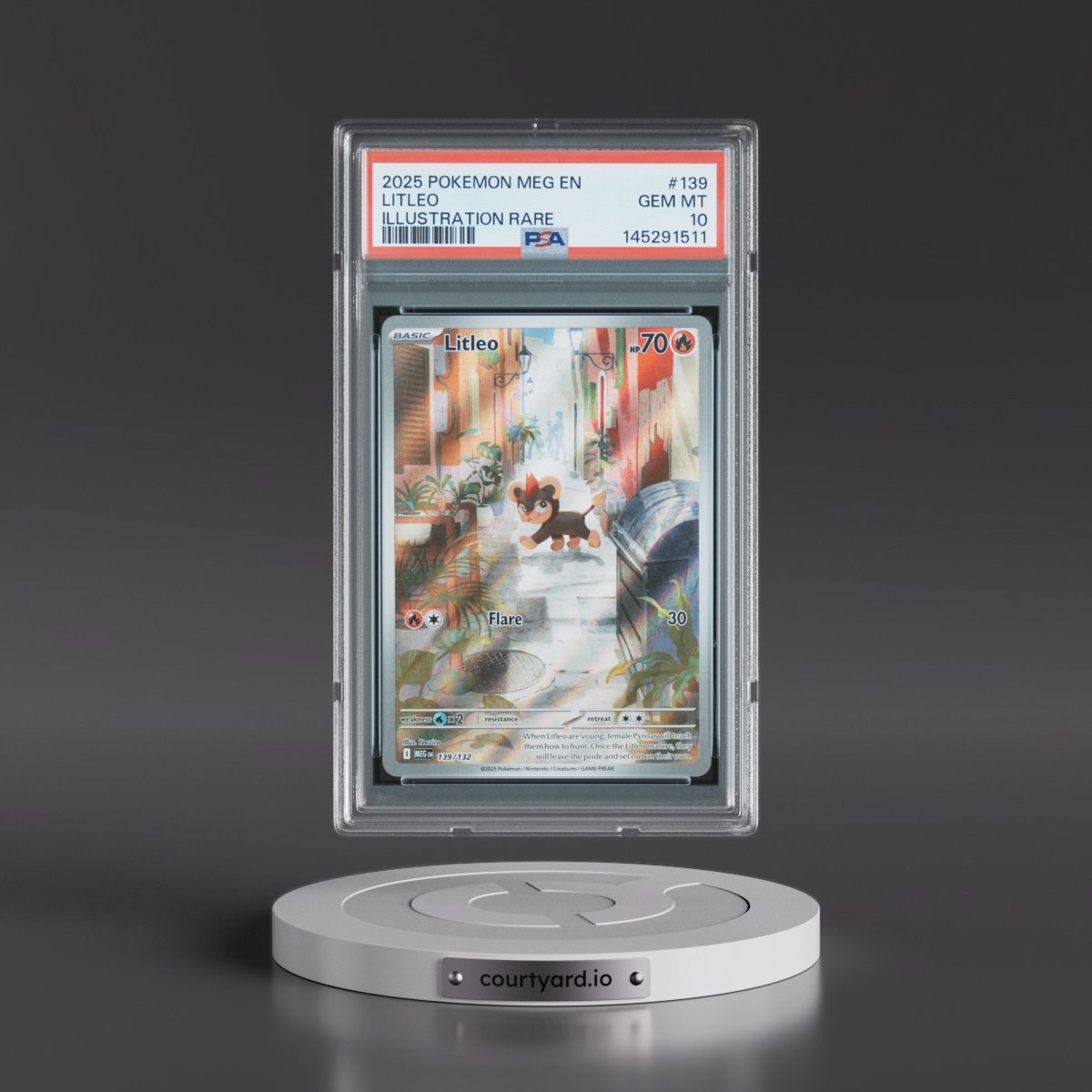 2025 Pokémon Meg EN-Mega Evolution #139 Litleo - Illustration Rare (PSA 10 GEM MINT)