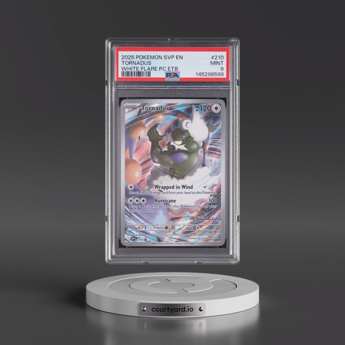 2025 Pokémon Svp EN-SV Black Star Promo #210 Tornadus - White Flare Pokemon Center Elite Trainer Box (PSA 9 MINT)