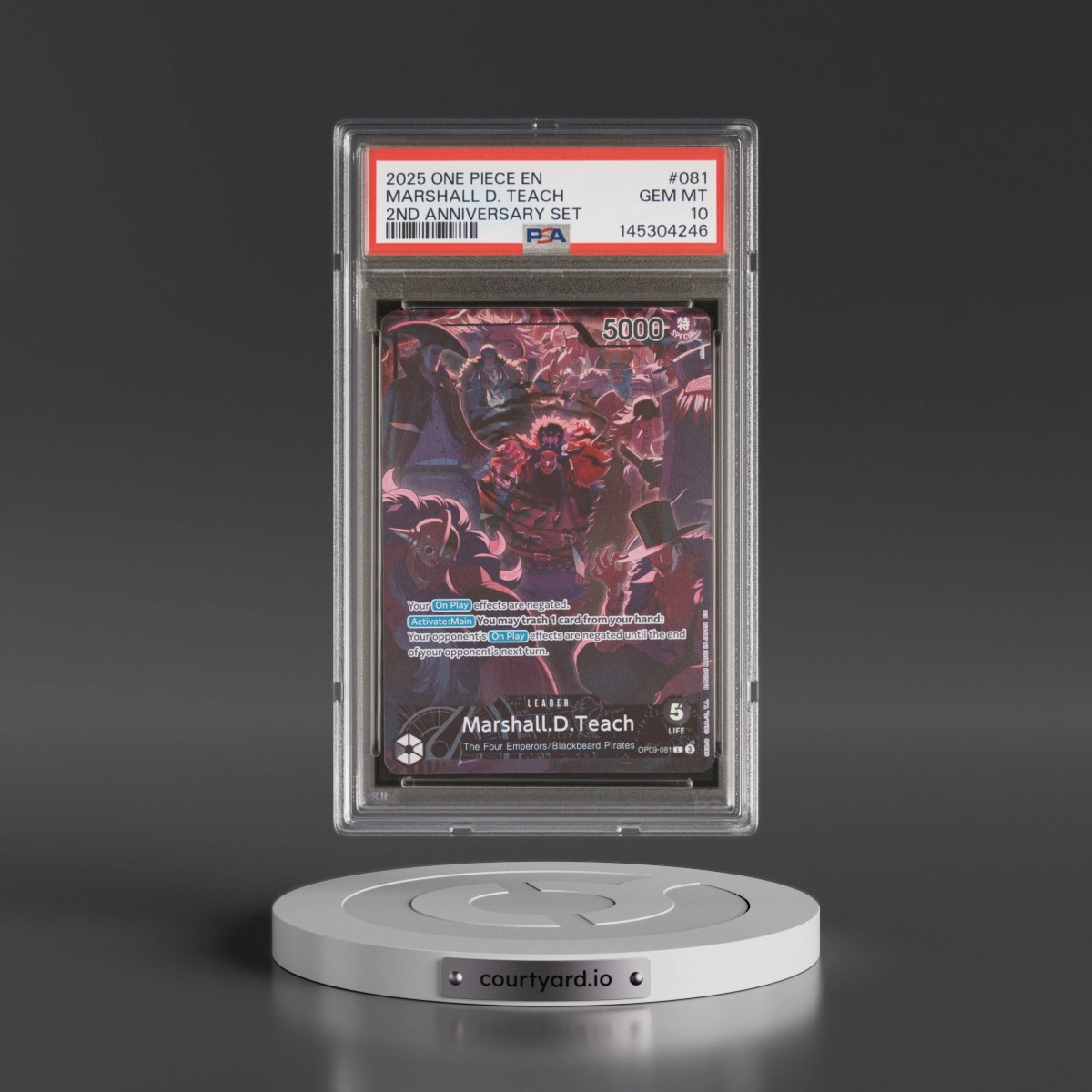2025 One Piece English Version 2nd Anniversary Set #081 Marshall D. Teach (PSA 10 GEM MINT)