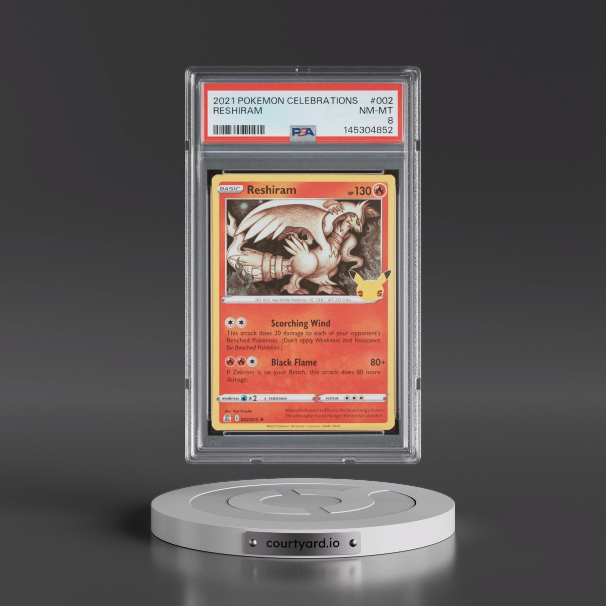 2021 Pokémon Celebrations #002 Reshiram (PSA 8 NM-MT)