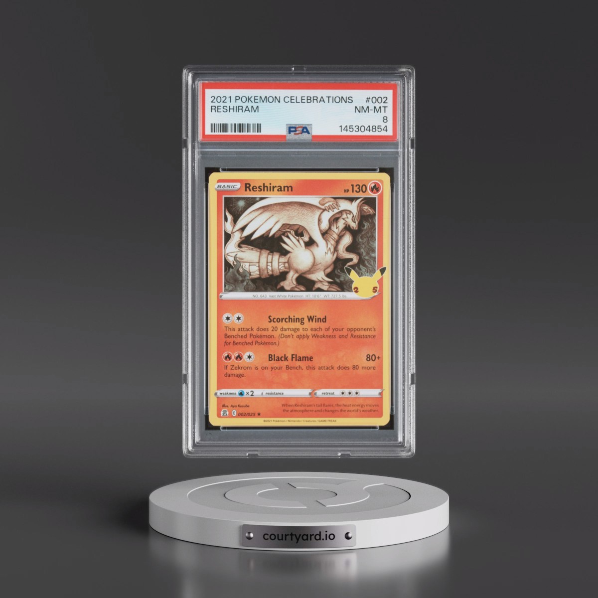 2021 Pokémon Celebrations #002 Reshiram (PSA 8 NM-MT)