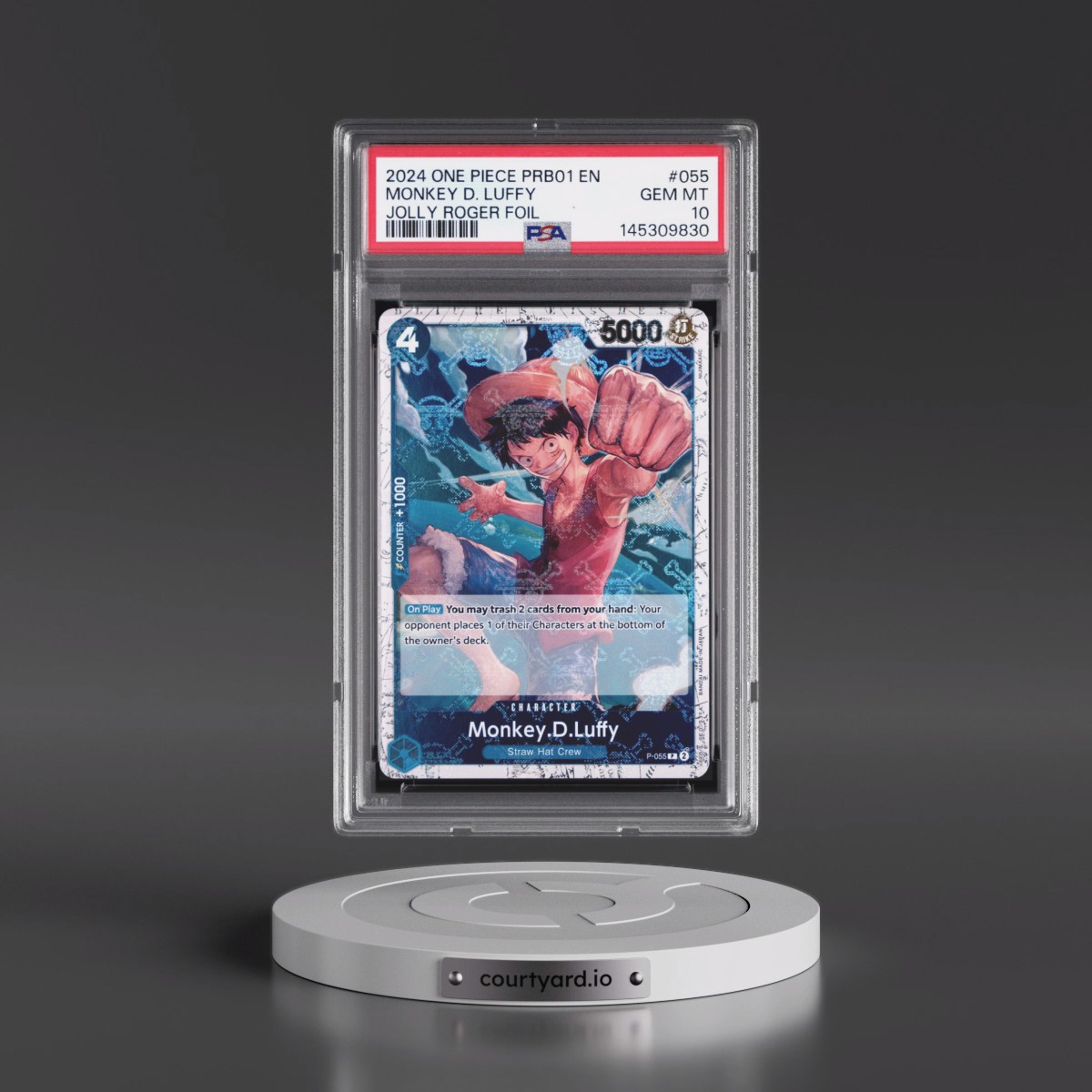 2024 One Piece PRB01-Premium Booster -One Piece Card the Best #055 Monkey D. Luffy - Jolly Roger Foil (PSA 10 GEM MINT)