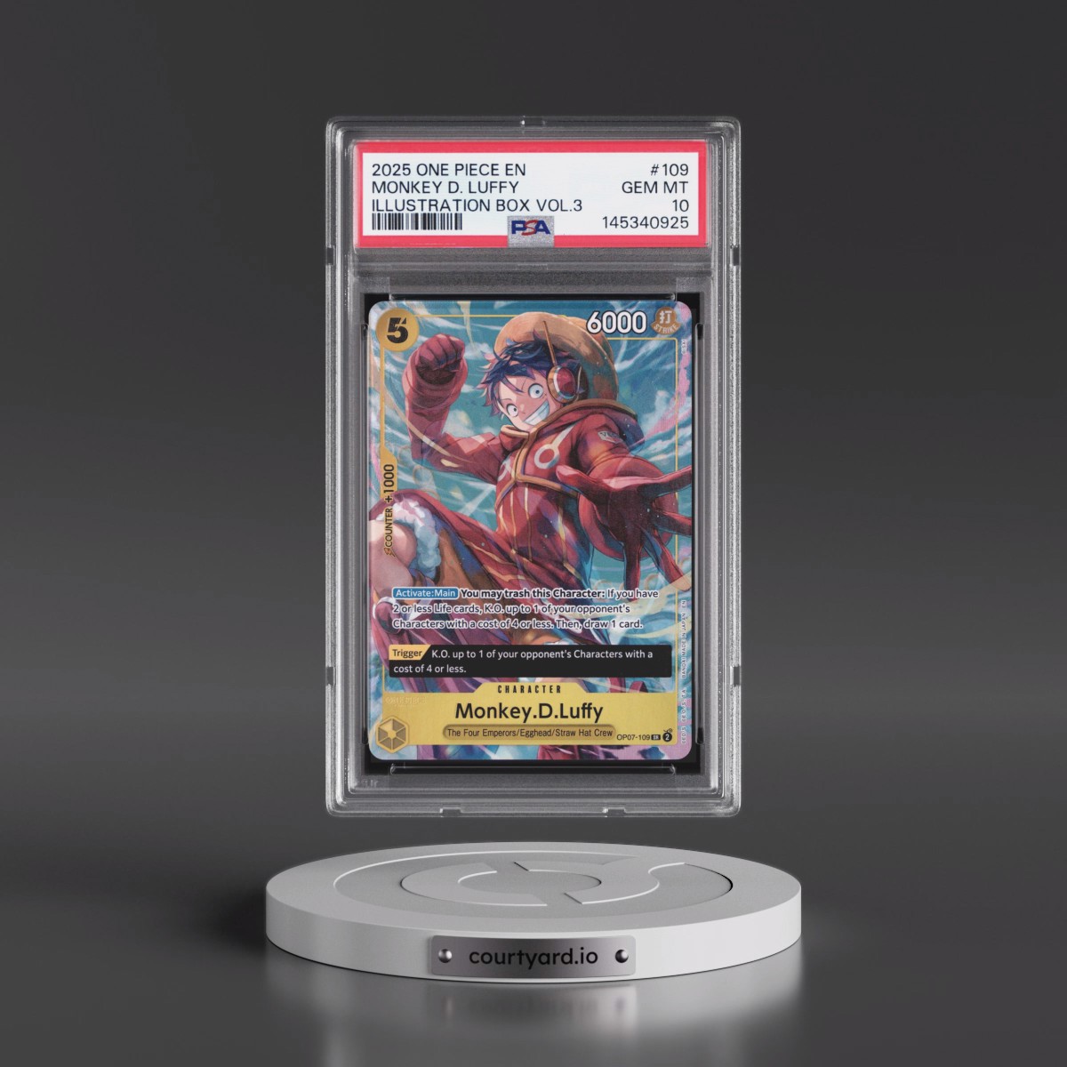 2025 One Piece Promos #109 Monkey D. Luffy - Illustration Box Vol.3 (PSA 10 GEM MINT)