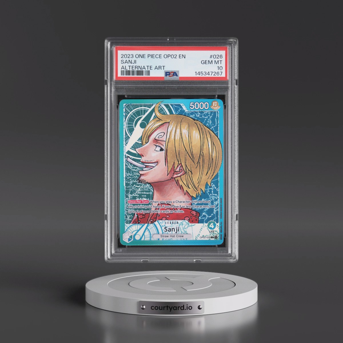 2023 One Piece OP02-Paramount War #026 Sanji - Alternate Art (PSA 10 GEM MINT)