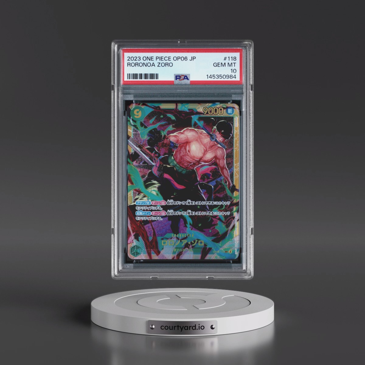 2023 One Piece Japanese OP06-Wings of the Captain #118 Roronoa Zoro (PSA 10 GEM MINT)