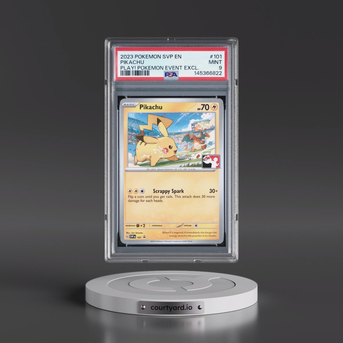 2023 Pokémon Svp EN-SV Black Star Promo #101 Pikachu - Play! Pokemon Event Exclusive (PSA 9 MINT)