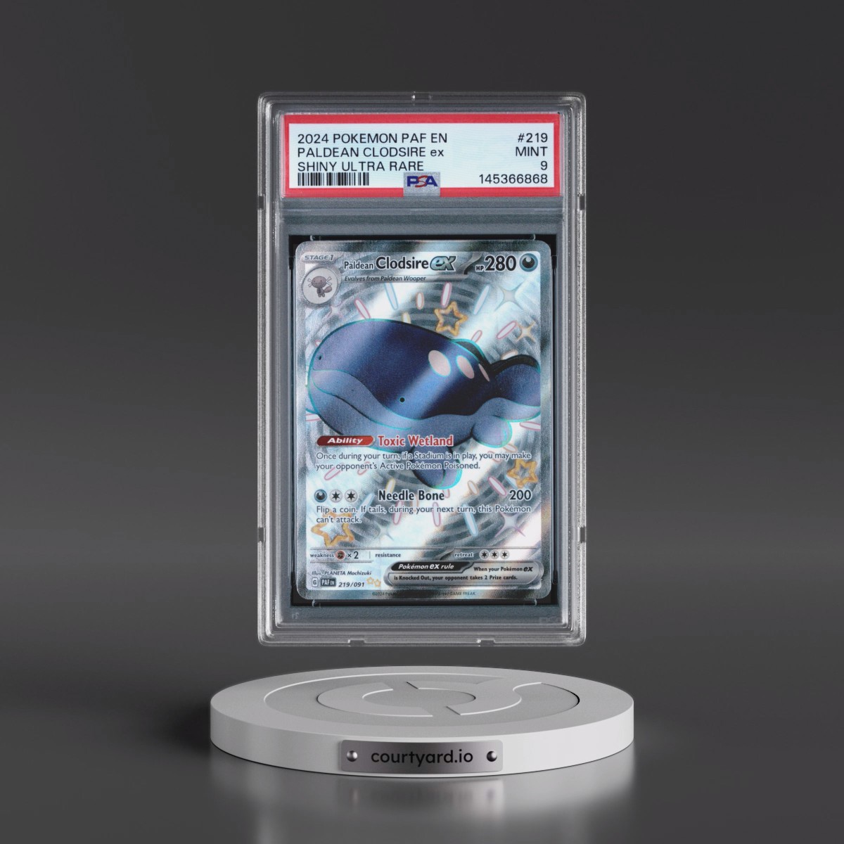 2024 Pokémon Paf EN-Paldean Fates #219 Paldean Clodsire EX - Holo Shiny Ultra Rare (PSA 9 MINT)