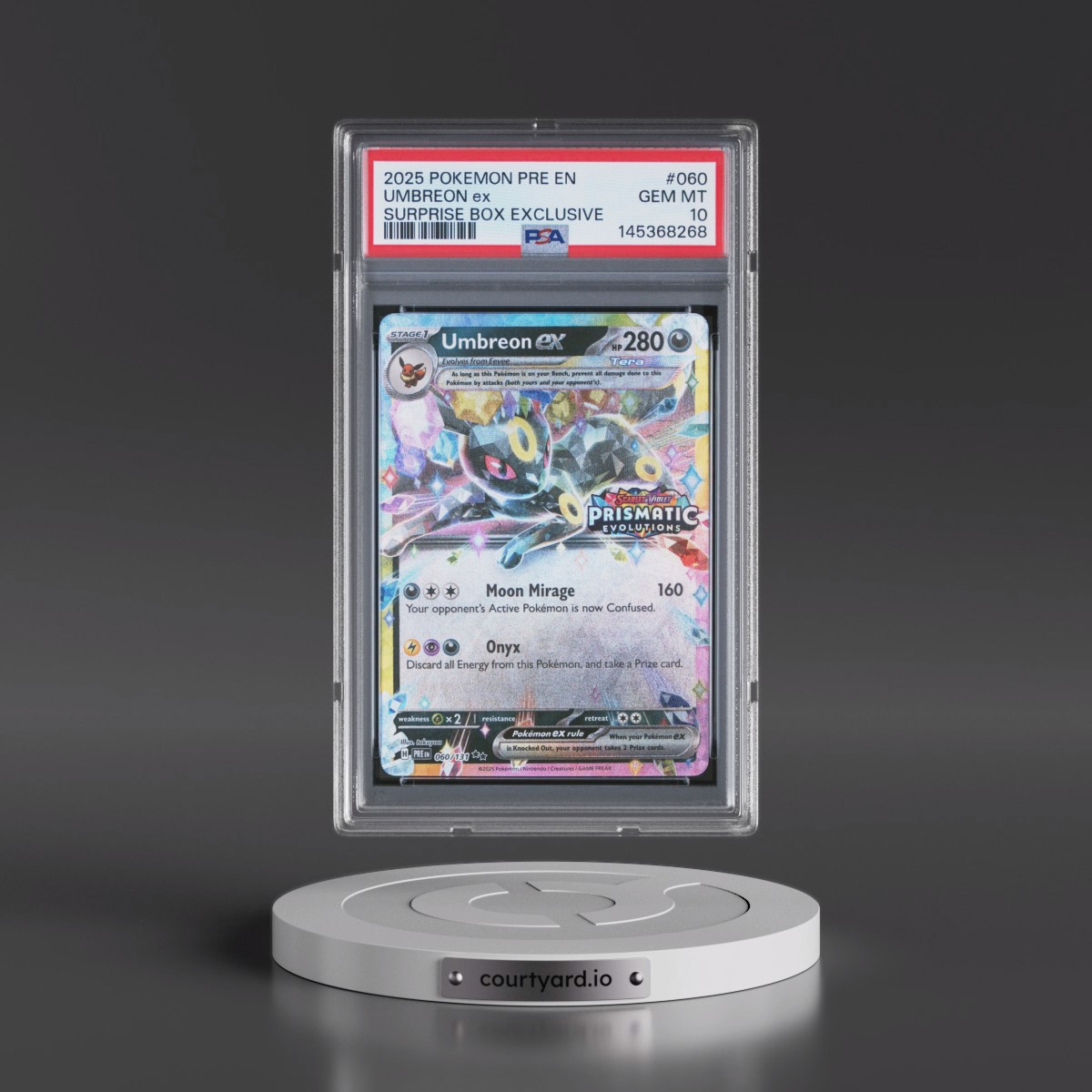2025 Pokémon Pre EN-Prismatic Evolutions #060 Umbreon EX - Holo Surprise Box Exclusive (PSA 10 GEM MINT)
