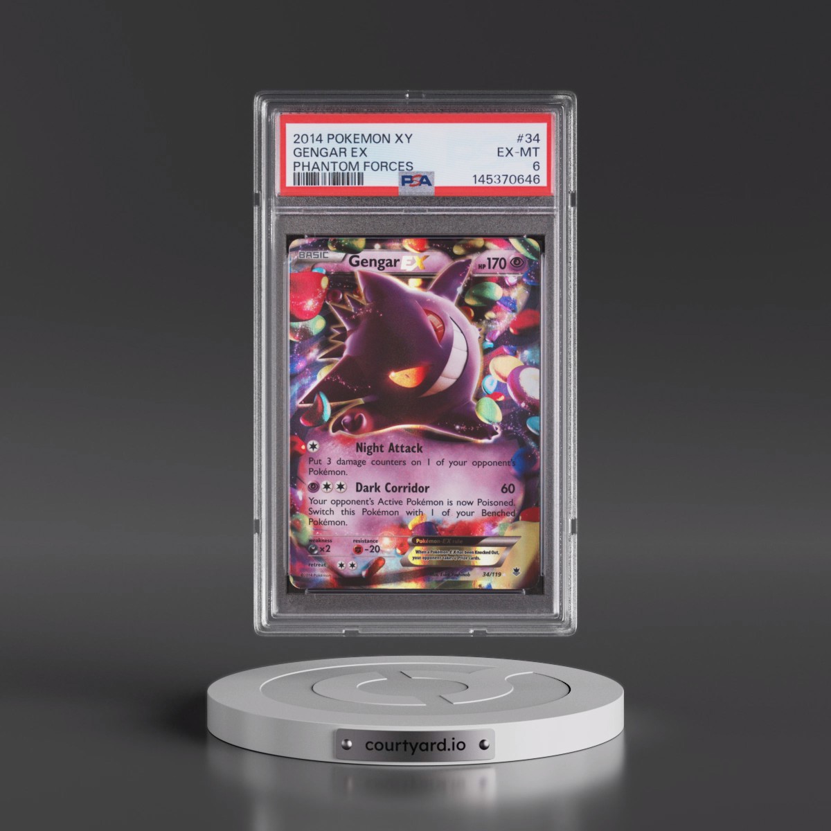 2014 Pokémon XY Phantom Forces #34 Gengar EX - Holo (PSA 6 EX-MT)