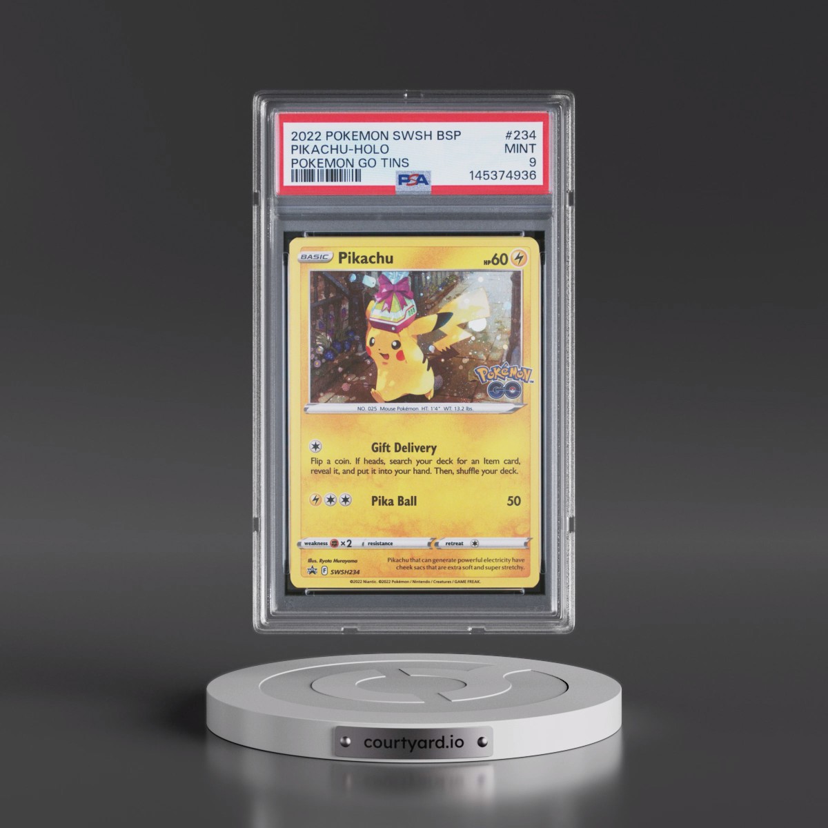 2022 Pokémon Swsh Black Star Promo #234 Pikachu - Holo Pokemon Go Tins (PSA 9 MINT)