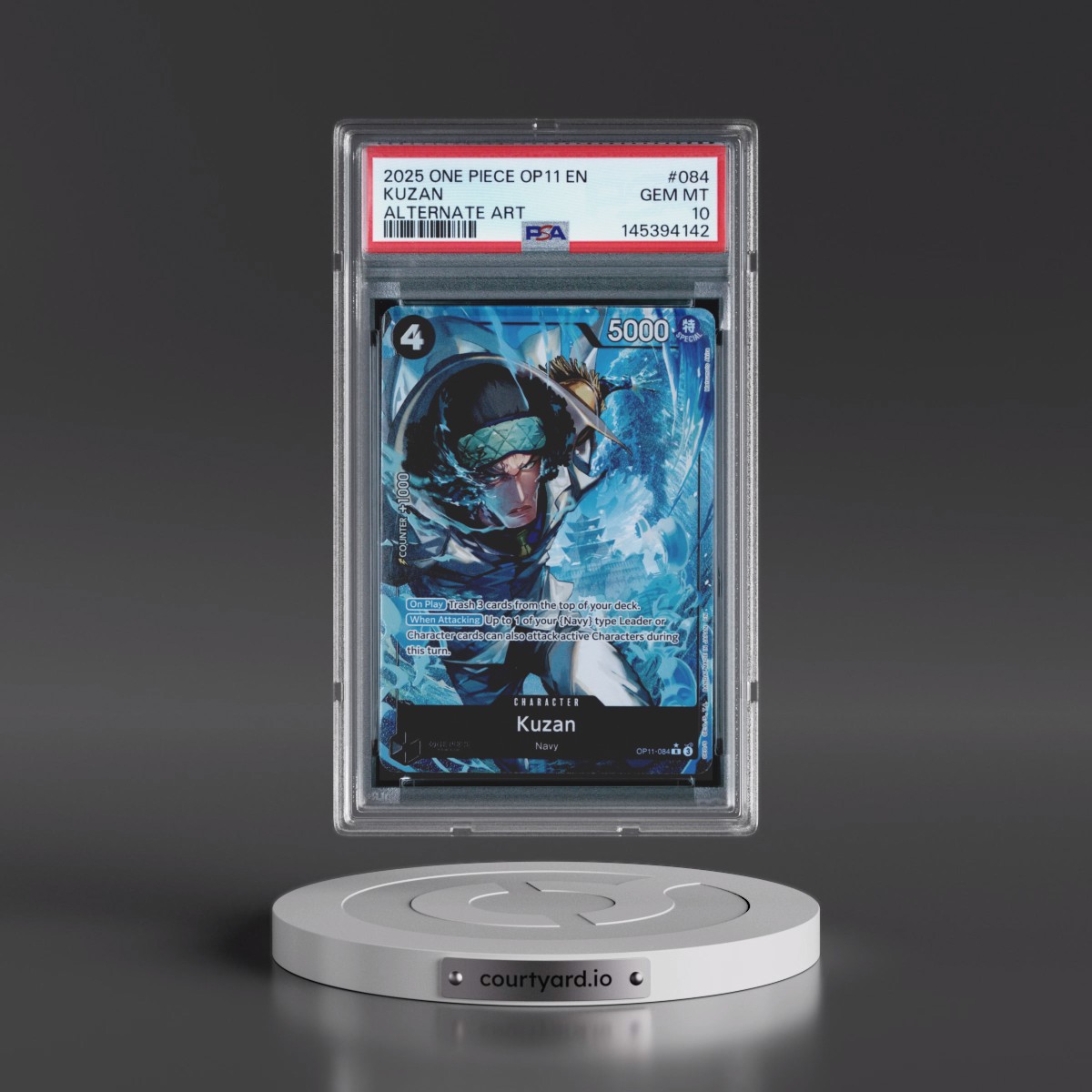 2025 One Piece OP11-A Fist of Divine Speed #084 Kuzan - Alternate Art (PSA 10 GEM MINT)