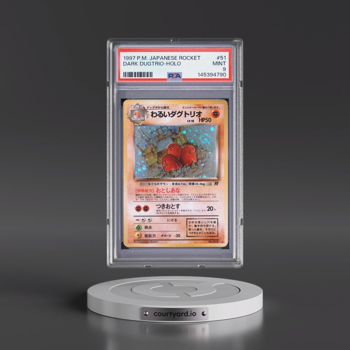 1997 Pokémon Rocket #51 Dark Dugtrio - Holo (PSA 9 MINT)